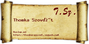 Thomka Szovát névjegykártya